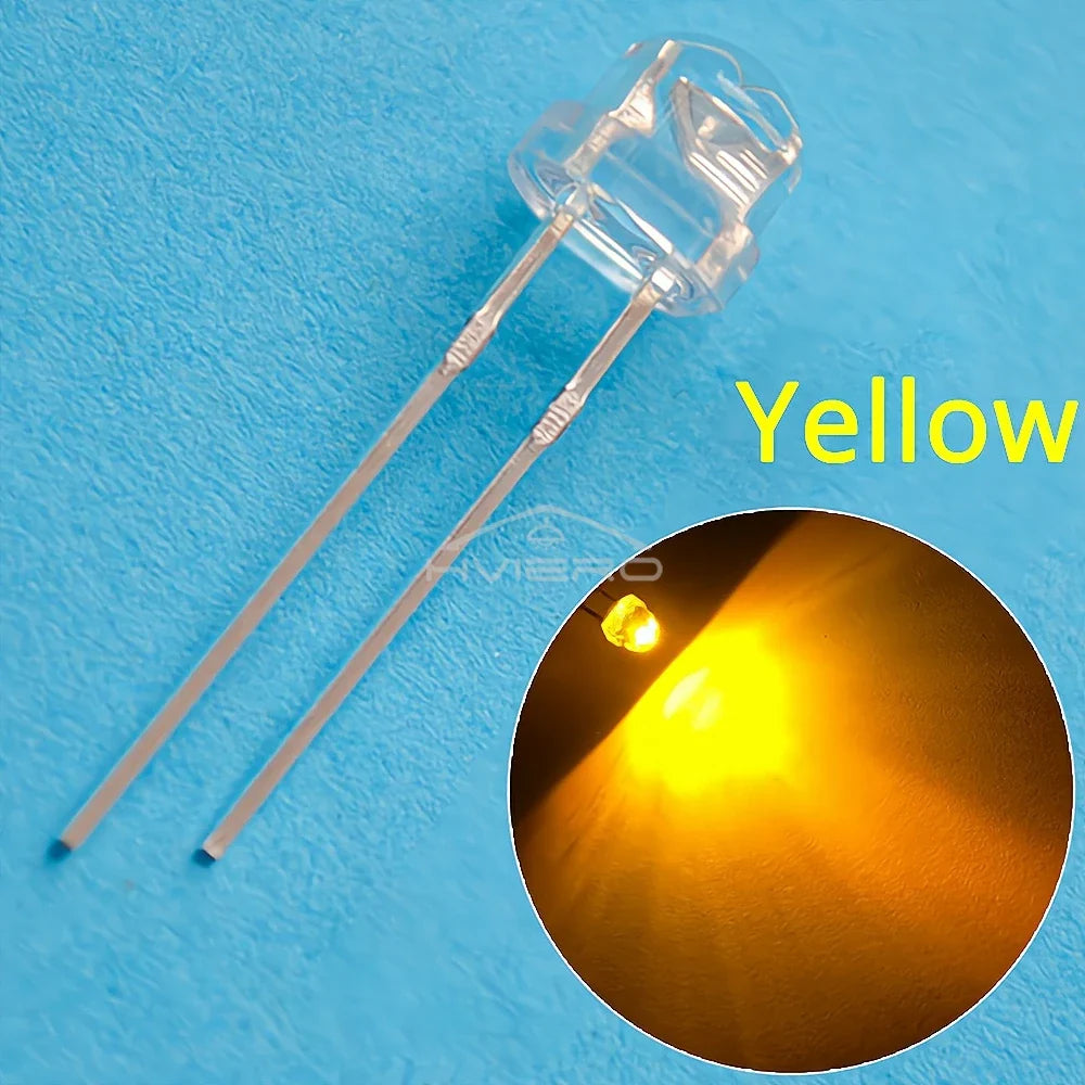 100Pcs 5mm Straw Hat LED Diodes – Wide Angle DIY Light Beads
