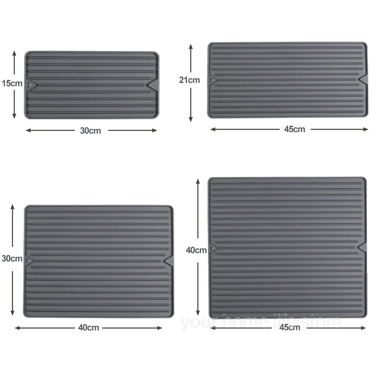 Silicone Dish Drying Mat for Kitchen Counter-Eco Friendly Food Grade Silicone Drying Mat,Easy to Clean Heat Resistant Dish Mat Peaceful Pleasures Health and Wellness gray 45x40cm