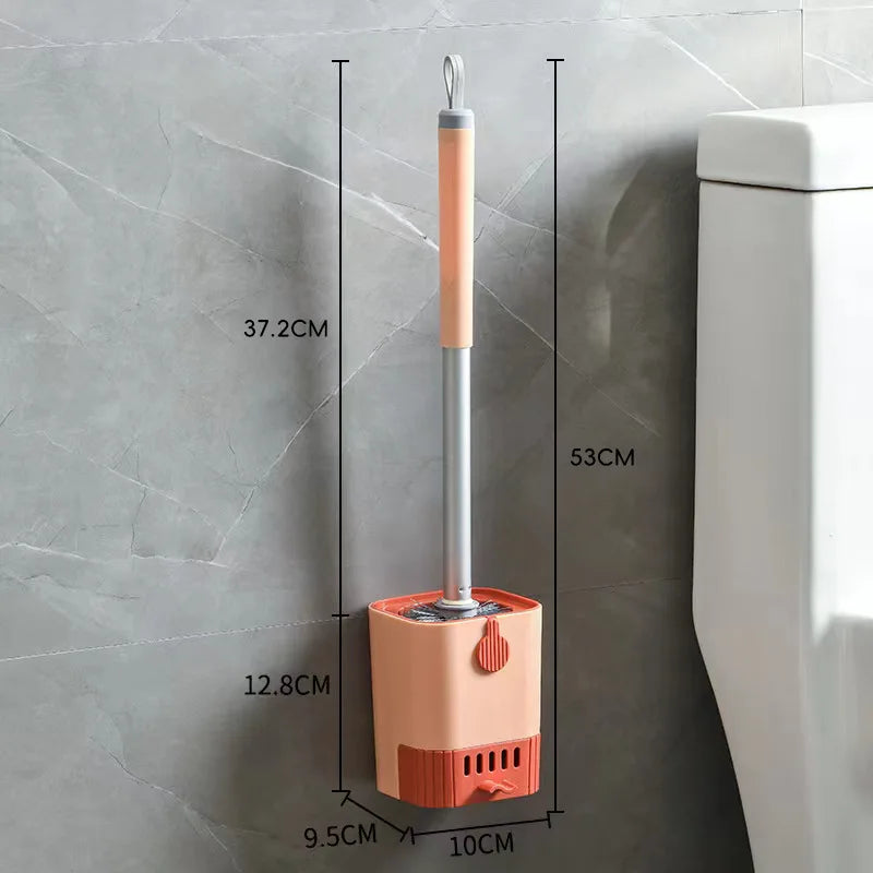 Wall-Mounted Toilet Brush Set with Flexible Long Handle Holder