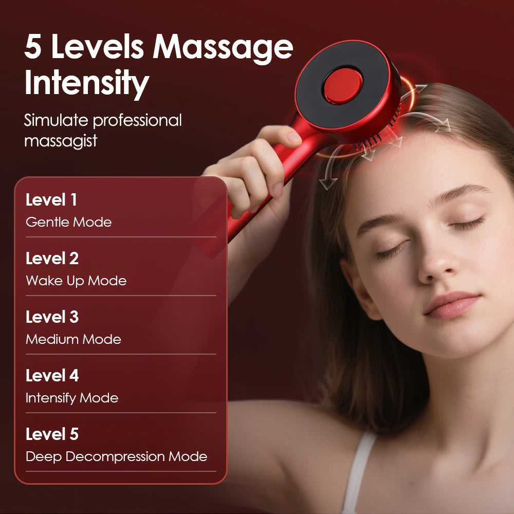 Electric Vibration Massage Comb Red & Blue Light Hair Growth Massage Scalp Brush Liquid Oil Applicator Head Massager Relaxation Peaceful Pleasures Health and Wellness
