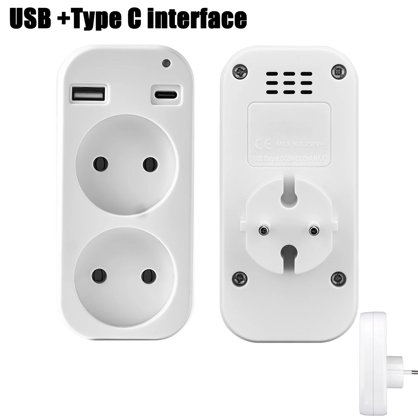 European Dual USB Wall Socket Converter Plug – 110-240V