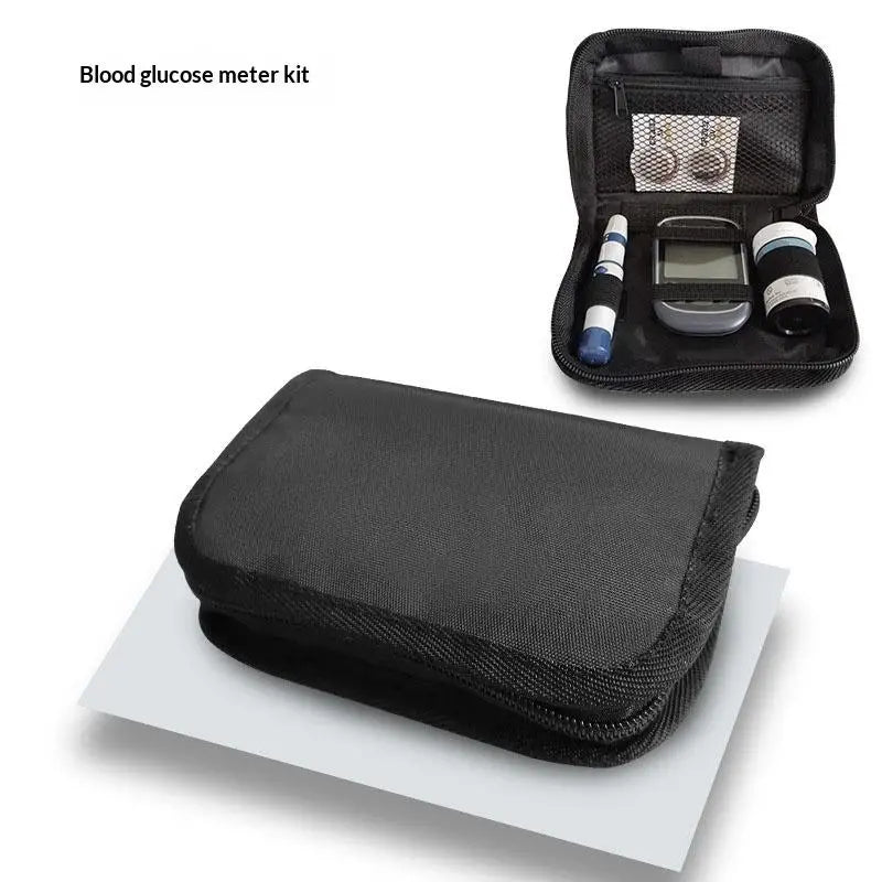 Portable Health Monitor Storage Bag | Black Zipper Organizer