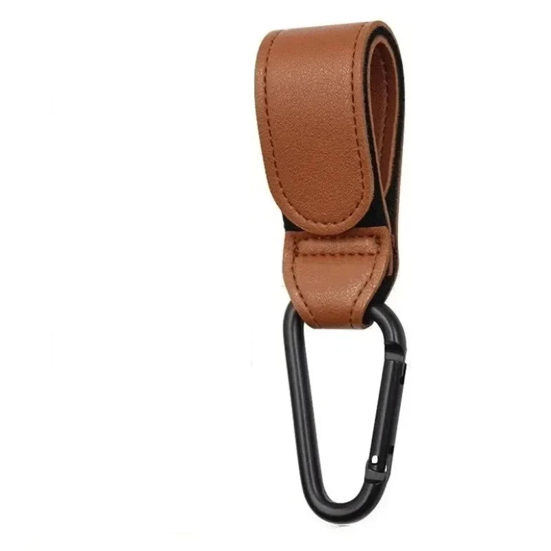 PU Leather Stroller Hooks – Adjustable Bag Hangers, 2 Pack