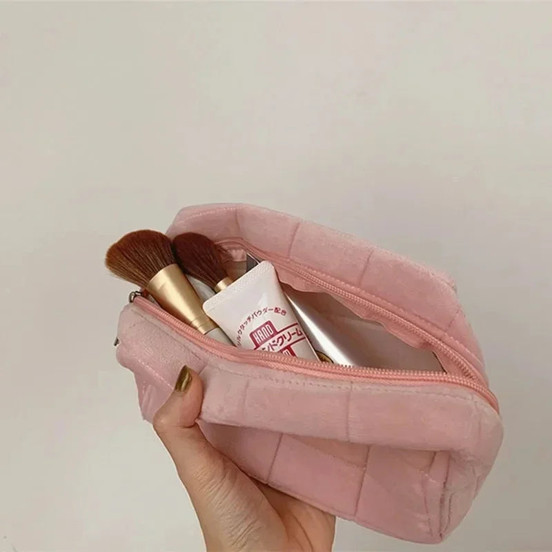 Large Solid Fur Cosmetic Storage Bag Women Zipper Makeup Organizer Handbag Stationery Pencil Case Travel Make Up Toiletry Punch Peaceful Pleasures Health and Wellness