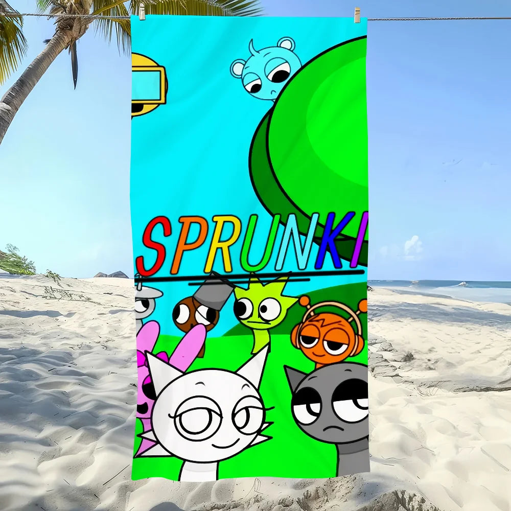 Sprunki Pattern Quick-Dry Beach Towel | Pool, Gym & Travel