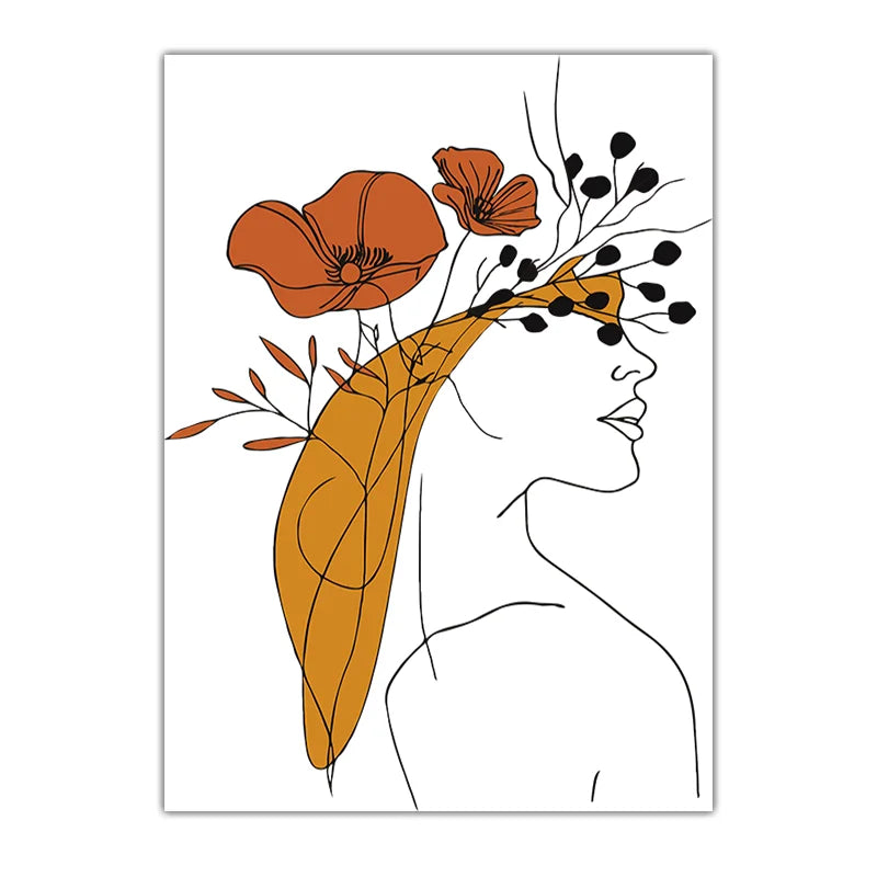 Abstract Woman Flower Canvas Wall Art – Modern Poster Print Canvas Wall Art Print Peaceful Pleasures Health and Wellness 05 30x40cm No Frame China Mainland