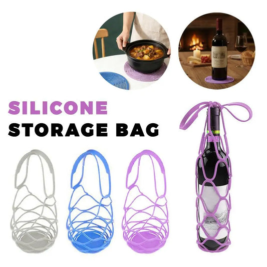 Silicone Wine Bottle Carrier Tote Bag & Reusable Cup Mat Silicone Bottle Carrier Oasis Select