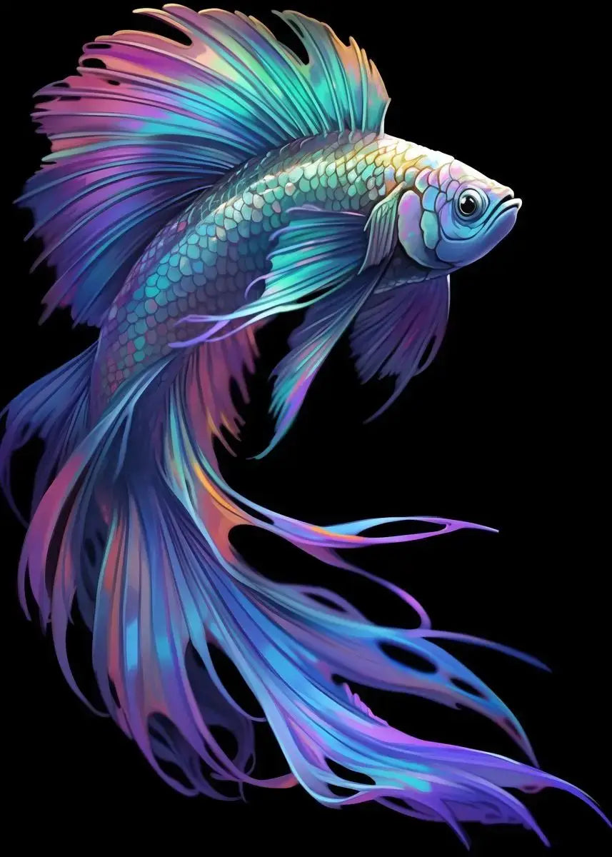 Tropical Fish Canvas Wall Art | Betta Goldfish Rainbow Fish Print