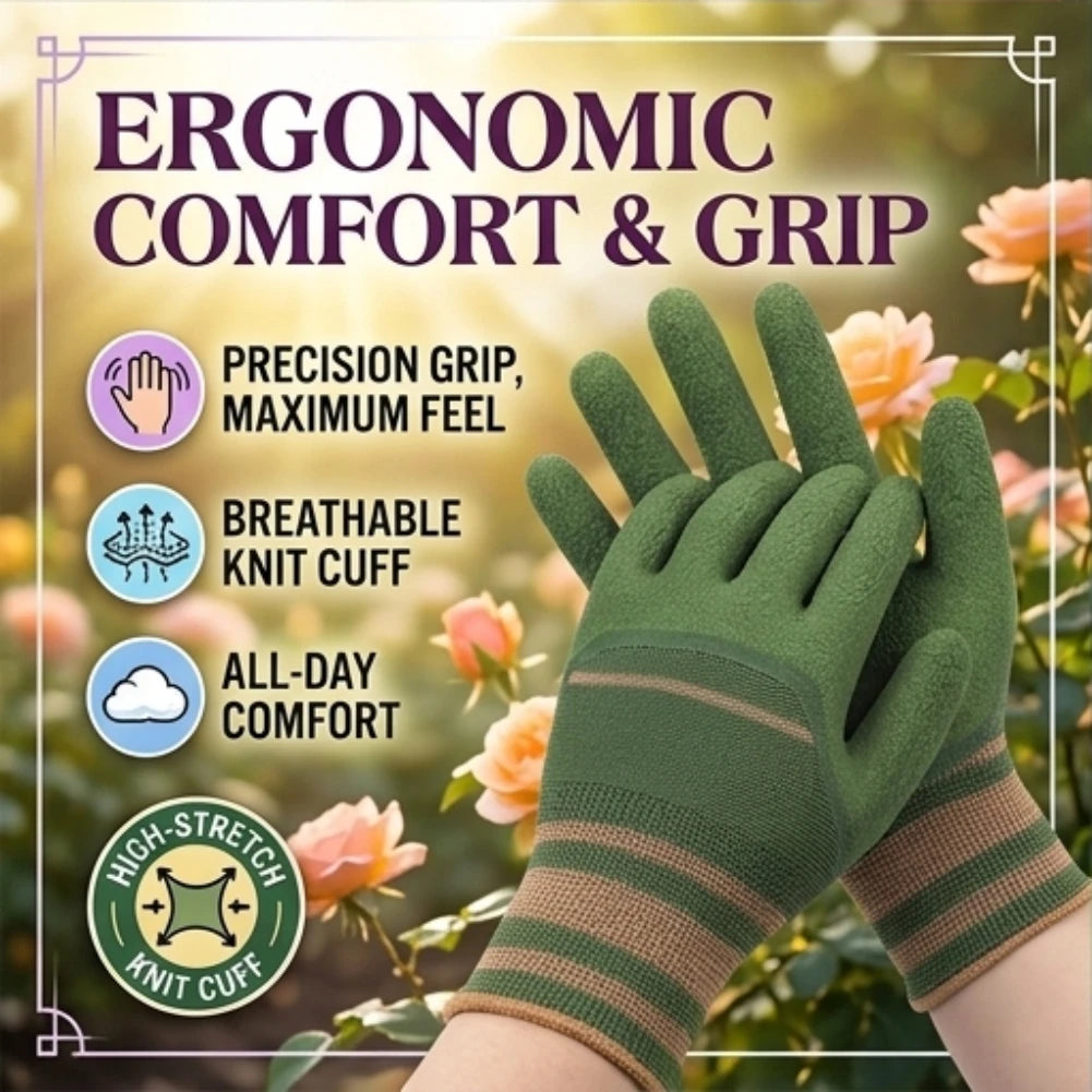 Garden Working Gloves Thorn Proof Waterproof Protection Latex Dip Wear-Resistant Safety Glove for Picking Chestnuts and Flowers Peaceful Pleasures Health and Wellness