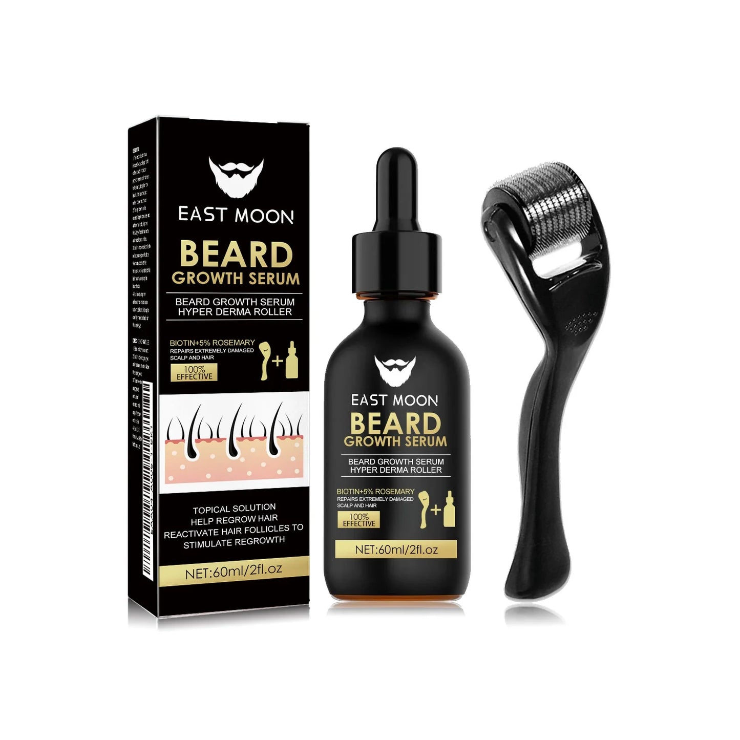 Beard Growth Serum Kit + 0.2mm Derma Roller | Fuller Beard