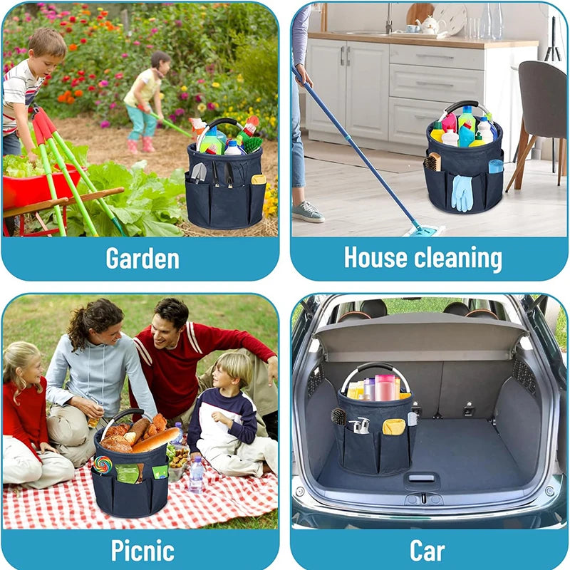 Oxford Cloth Portable Foldable Hand-held Storage Basket Outdoor Large Capacity Picnic Basket Clean Supplies Storage Bag Toolkit Peaceful Pleasures Health and Wellness