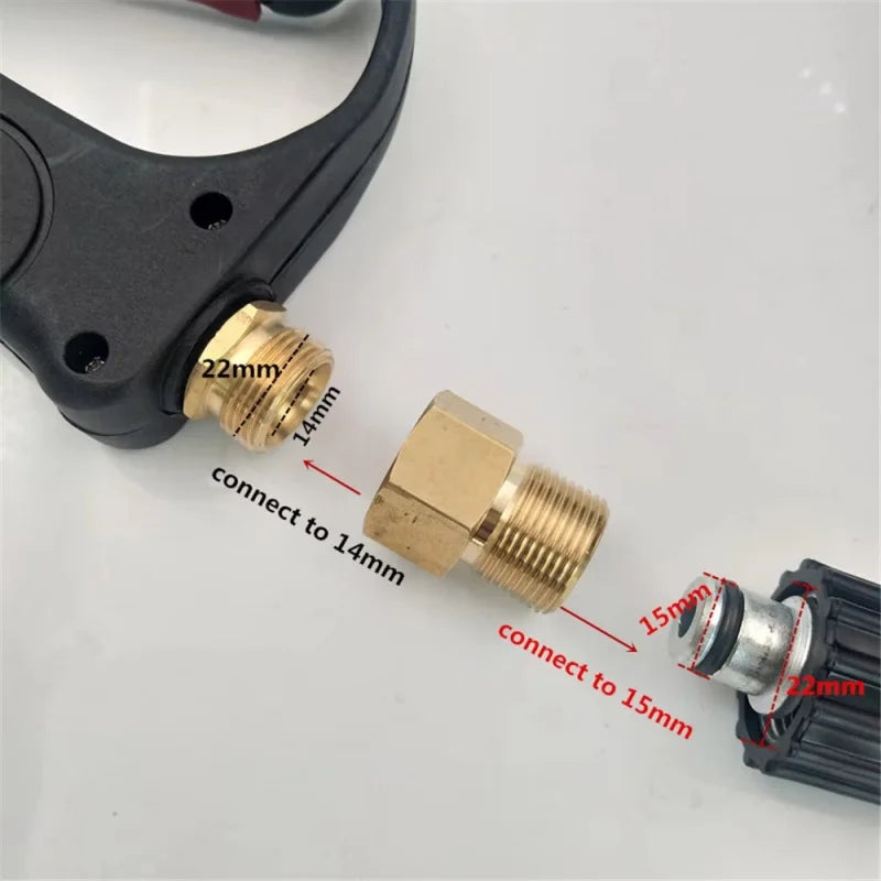 Brass M22 Hex Nipple Adapter 14mm 15mm Pressure Washer Fitting
