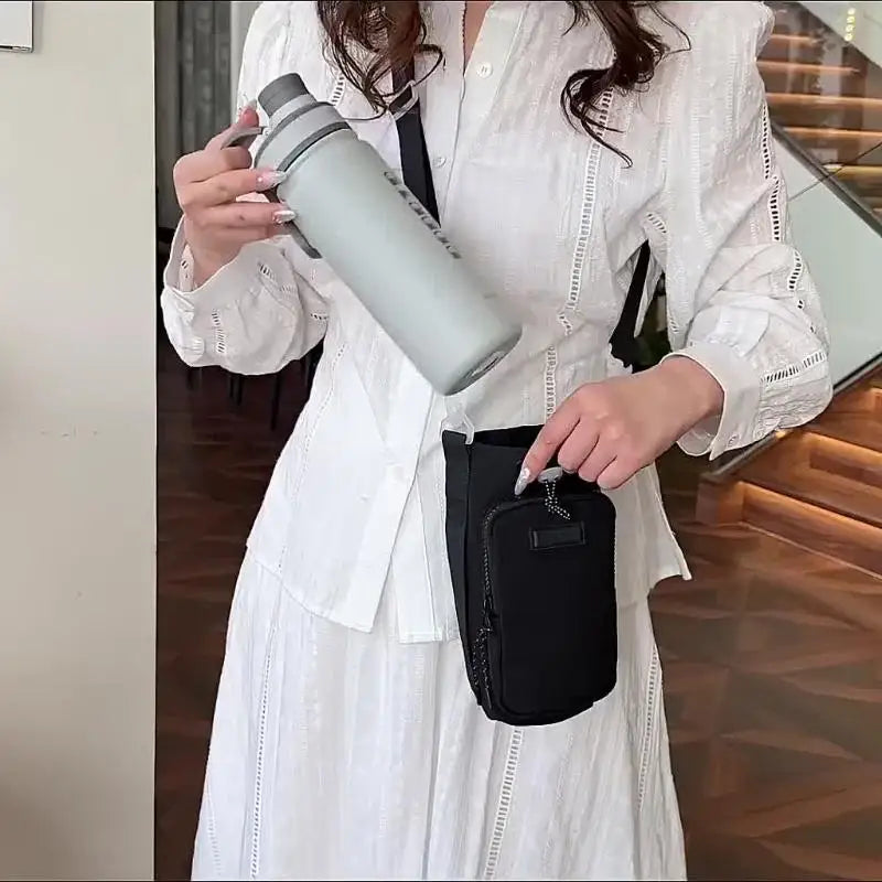 Water Bottle Sling Carrier Bag | Zipper Pocket for Hiking
