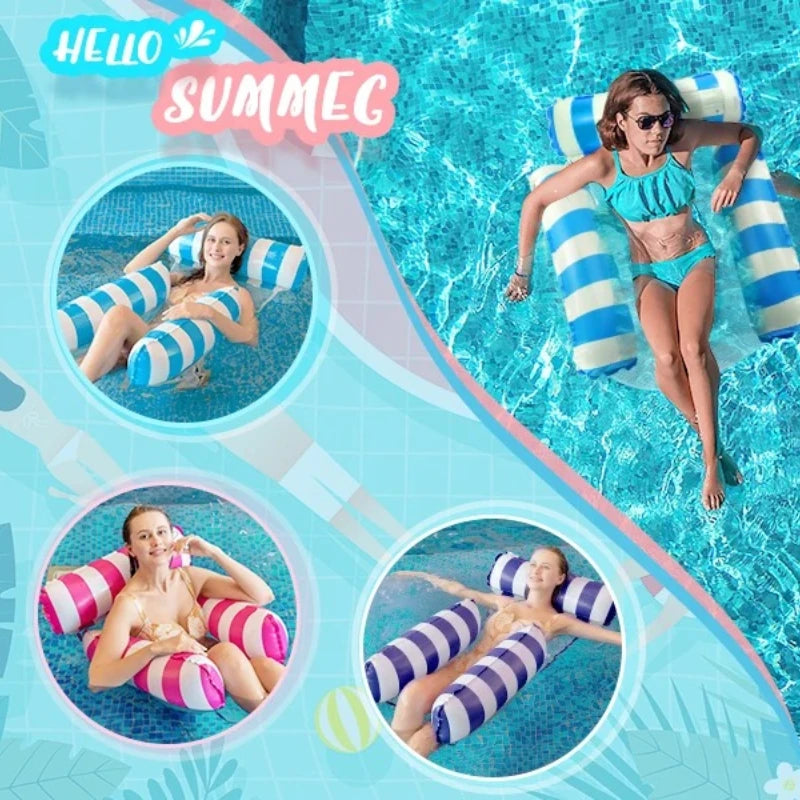 Inflatable Pool Float Mat – Foldable Water Hammock Lounge