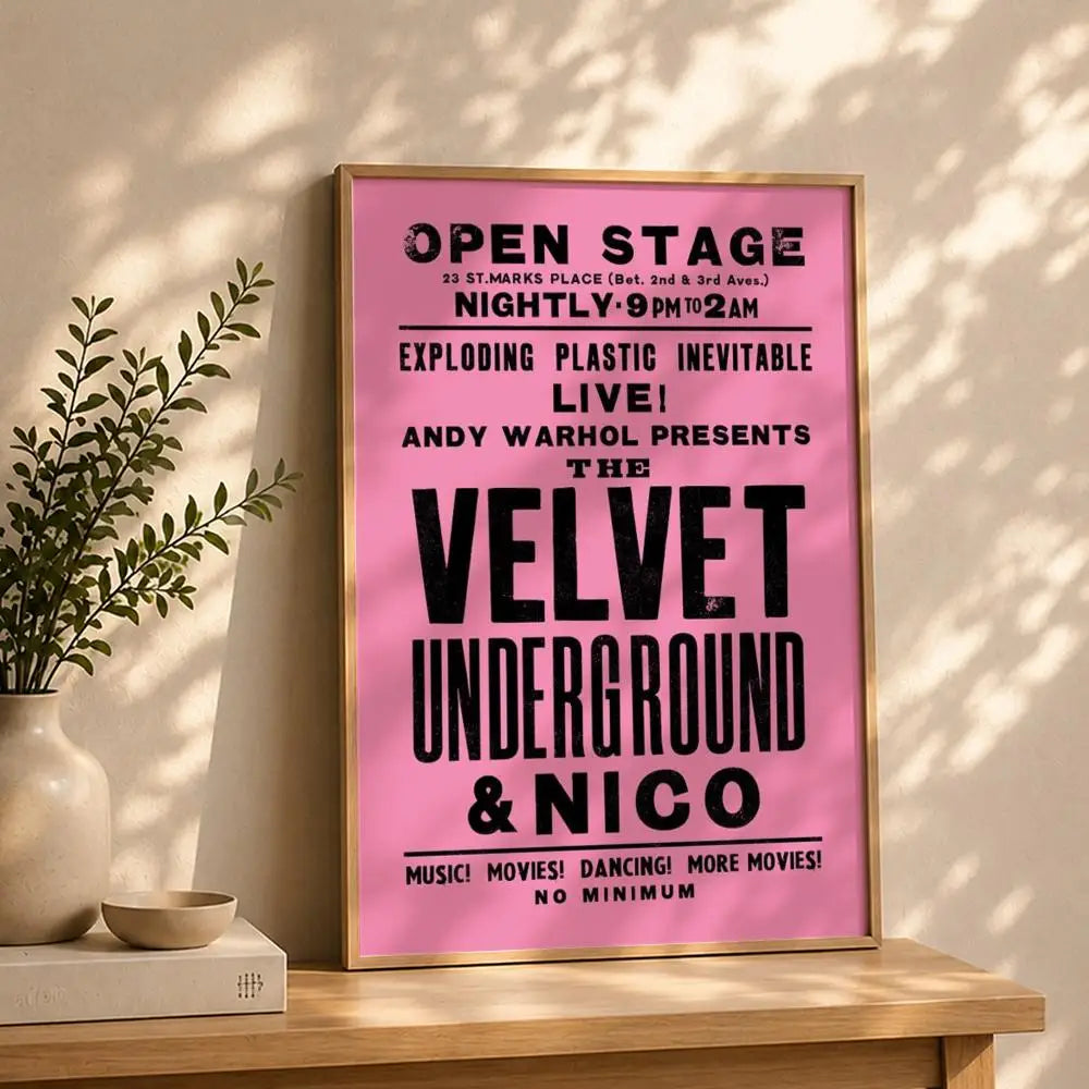 Band T-The Velvet UndergroundS Poster HD Self Adhesive Waterproof Wall Art Ideal for Home Office Dorm Bedroom Great Gift Peaceful Pleasures Health and Wellness White1 50X70cmNoframe