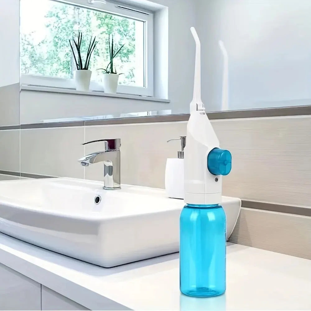 Household High Pressure Oral Irrigator Portable Teeth Clean Water Dental Floss Manual High Pressure Water Toothpick Peaceful Pleasures Health and Wellness