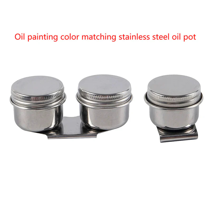 Stainless Steel Double Palette Cup with Lid | Oil Painting