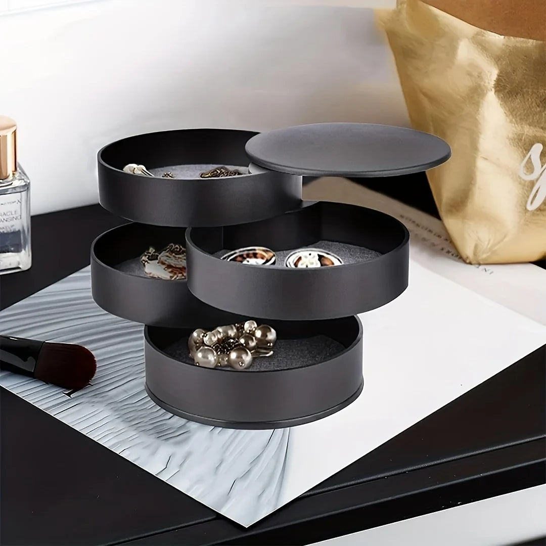 4-Layer Rotating Jewelry Box – Rings, Earrings & Necklaces