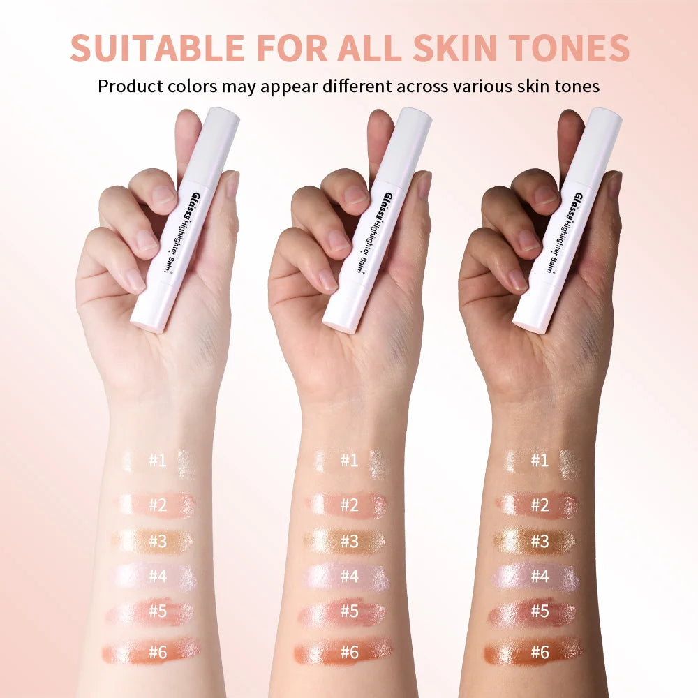 Glassy Highlighter Balm Brighten Complexion Deep Hydration Long Lasting Wear Highlighting Cream Eye Cheek Lip Body Glossy Pen Peaceful Pleasures Health and Wellness