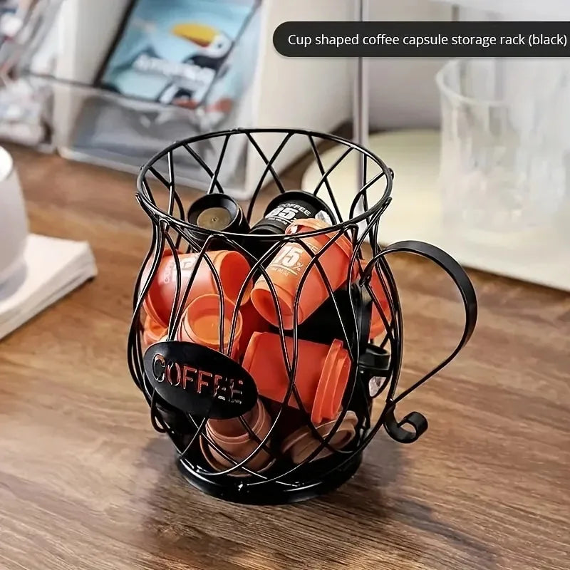 Large Capacity Metal Coffee Pod Holder – Countertop Organizer & Storage Rack for Coffee Pods