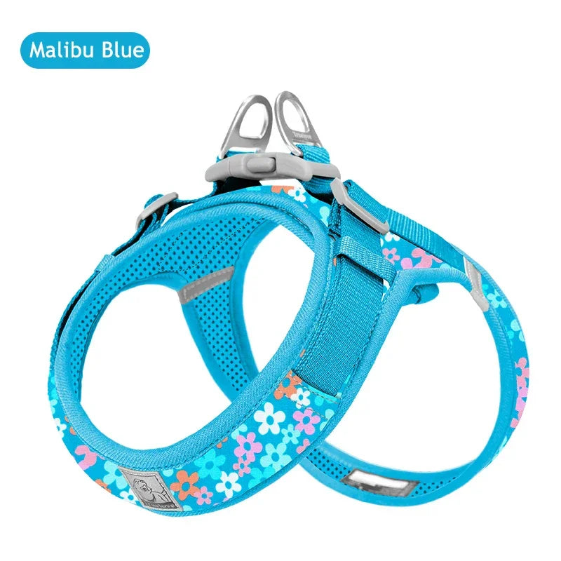 Truelove Floral Printing Mesh Harness for Dogs and Cats Small and Medium Breeds All Weather Adjustable Summer Walking TLH30131 Peaceful Pleasures Health and Wellness Malibu Blue M China Mainland