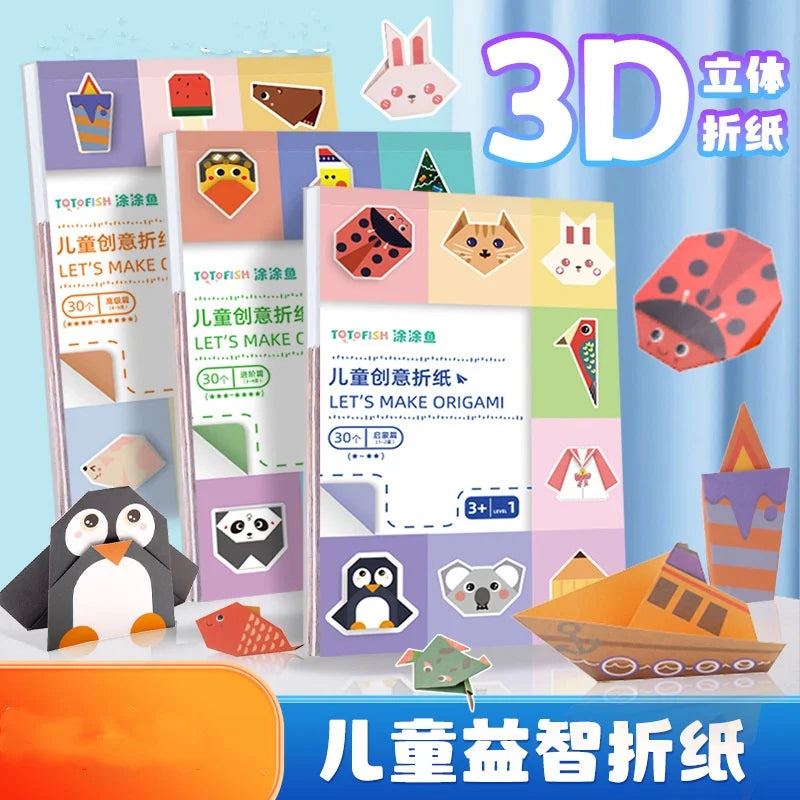 Bview Art 3-6 Years Educational Origami Book 3D DIY Paper Craft Kids