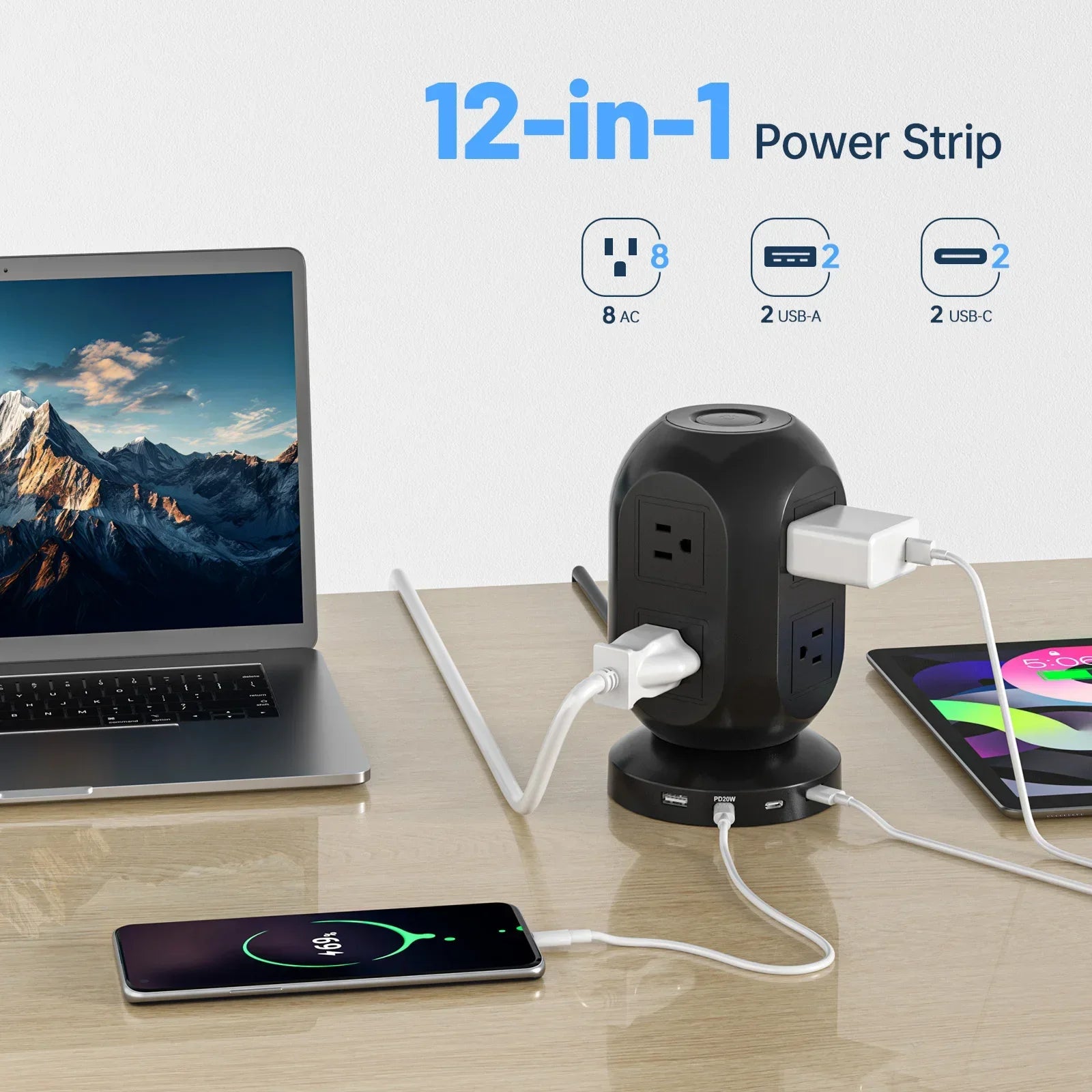 Lantern Tower Socket Extender 20W PD Fast Charging US Plug Peaceful Pleasures Health and Wellness
