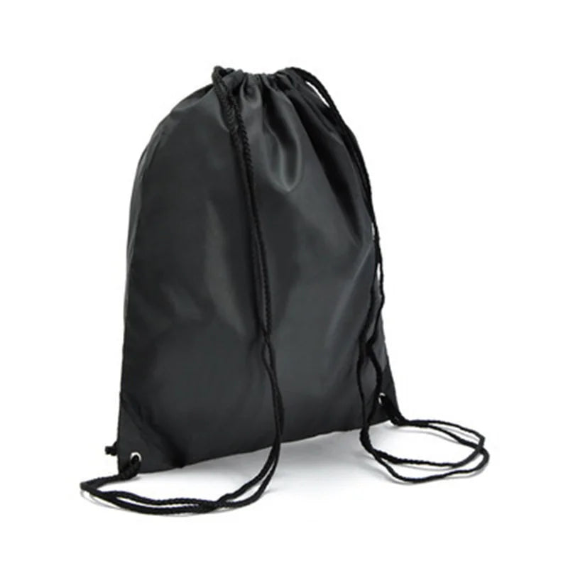 Drawstring Backpack Storage Bag Solid Color Portable for School Sport Travel Shoes Cycling Storage Bag Solid Color Portable Peaceful Pleasures Health and Wellness black