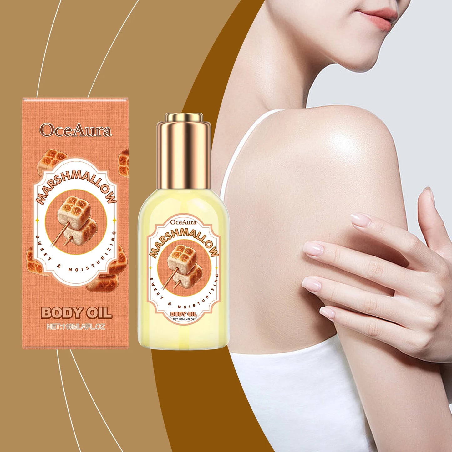 OceAura Marshmallow Body Oil – Sweet Caramel Scented Moisturizer