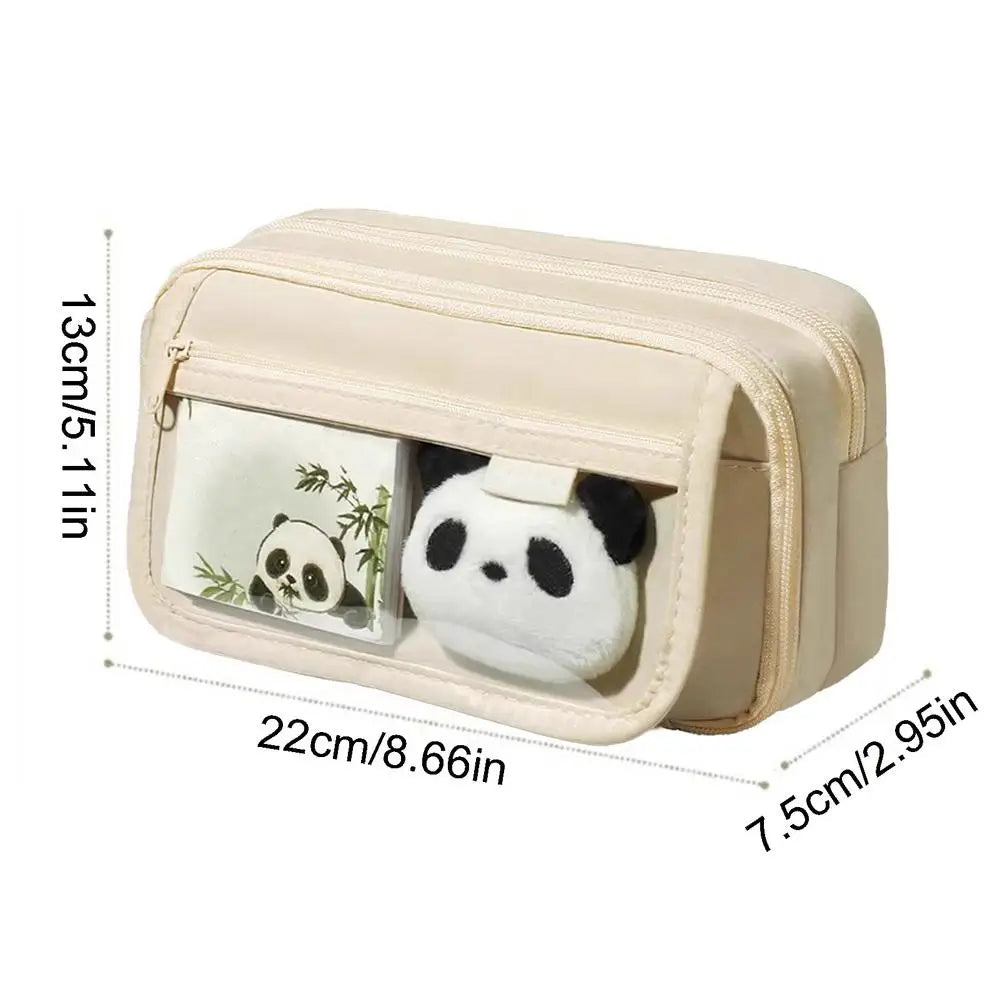 Cute Panda Pencil Case Large Capacity Animal Zipper Pouch for Pens Pencils, Panda Themed Stationery Organizer Peaceful Pleasures Health and Wellness Creamy