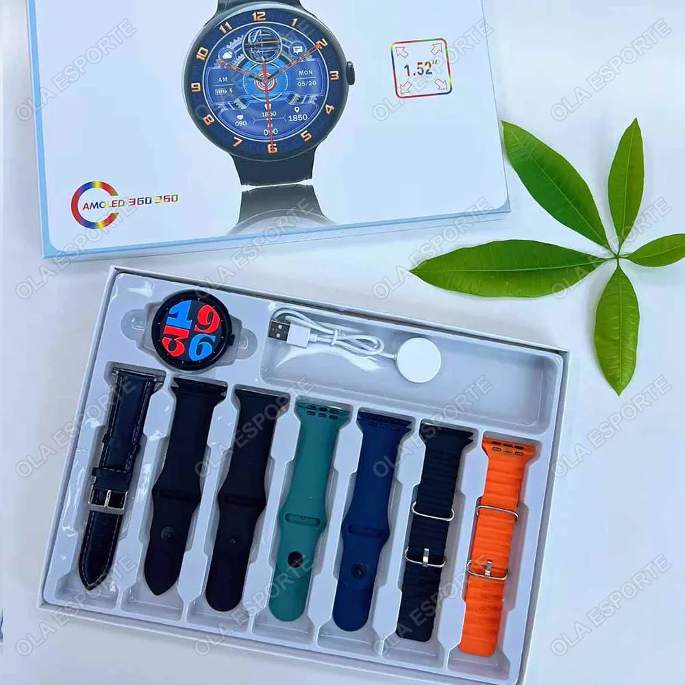 7-in-1 Smart Watch 1.52" AMOLED BT Call GPS Fitness Tracker