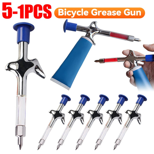 Bicycle Aluminum Grease Gun Aluminum Alloy MTB Bike Ball Bearing Hub Grease Syringe Bicycle Oil Lubricant Cycling Repair Tool Peaceful Pleasures Health and Wellness