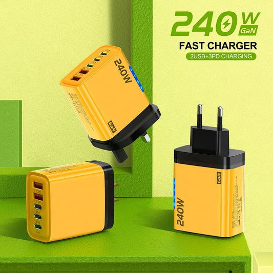 5-in-1 GaN Charger 240W USB-C PD 3.0 Fast Charging Station GaN Multi-Port Charger Peaceful Pleasures Health and Wellness