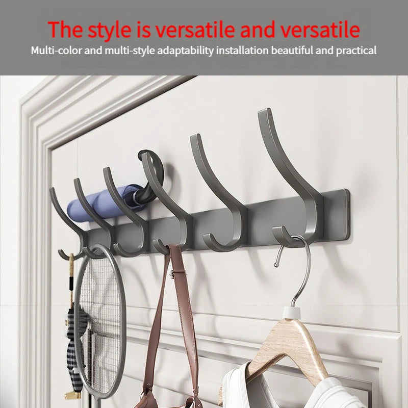 YUNJIEYA 6-Hook Aluminum Wall Hanger | Black White Gun Grey Wall Hook Rack Peaceful Pleasures Health and Wellness