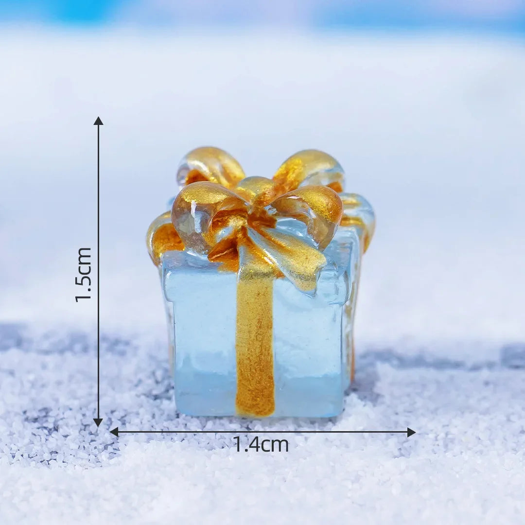 1pcs Luminous Mini Christmas Gifts Box Decoration Accessories Moss Landscape Ornaments Diy Dollhouse Miniatures Figures Kawaii Peaceful Pleasures Health and Wellness blue
