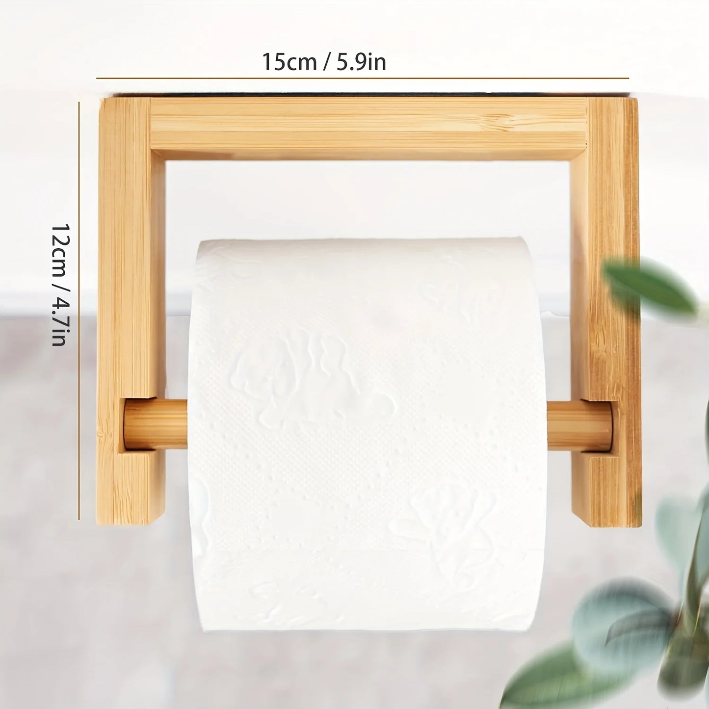 Bamboo Wall Mounted Toilet Paper Holder – Adhesive Wooden Tissue Roll Holder, Japanese Style