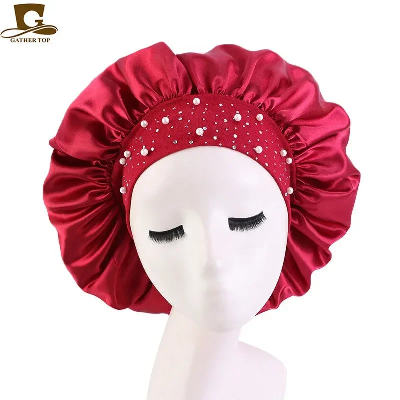 Rhinestone Women's Shower Cap & Breathable Sleeping Night Hat
