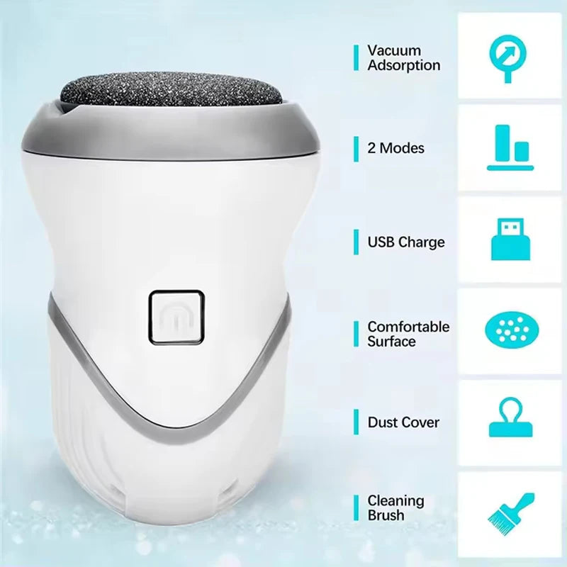 Plastic USB Rechargeable 2-Speed Adjustable Rotatable Roller Electric Foot File Grinder Pedicure Callus Remover Dry Dead Car Peaceful Pleasures Health and Wellness