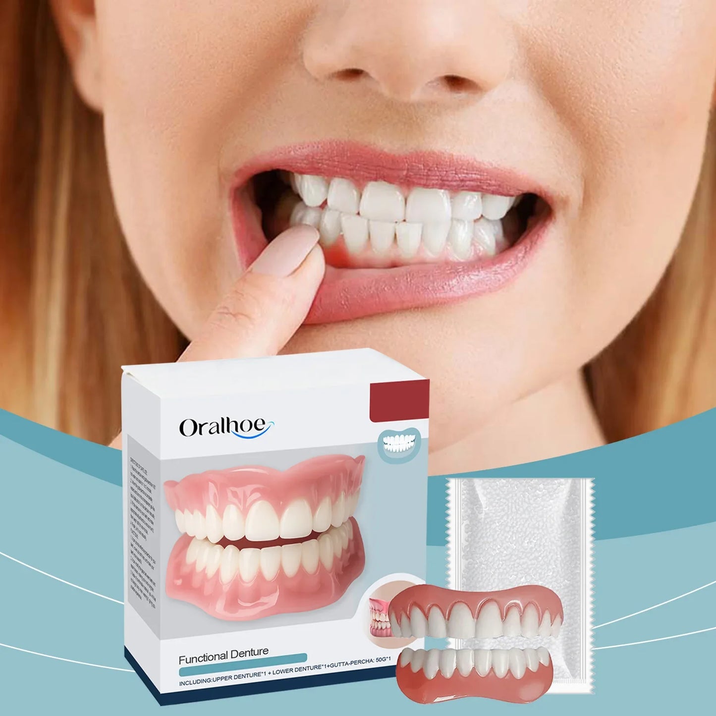 Snap-On Smile Veneers – Temporary Silicone Denture Cover