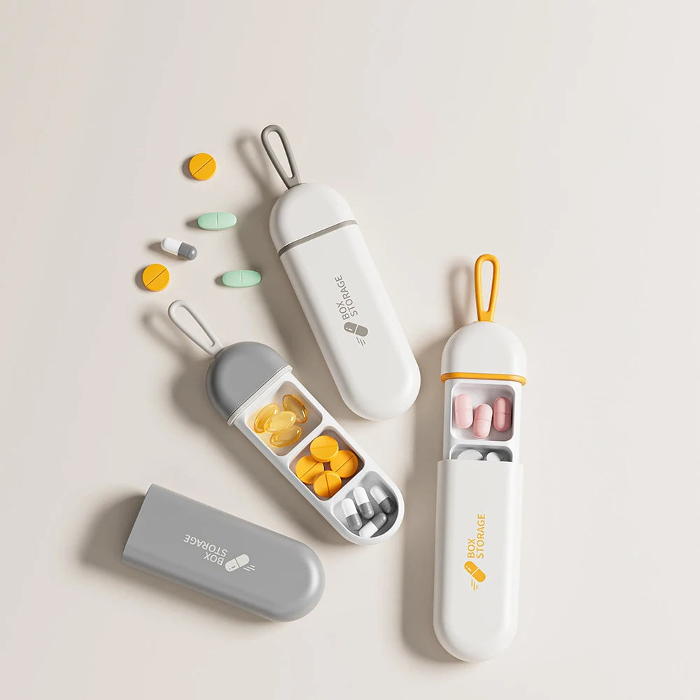 Portable Colorful 3 Spaces Medicine Case Health Care Container Case Pill Box Splitters Travel Pill Box Tiny Box Easy to Carry Peaceful Pleasures Health and Wellness