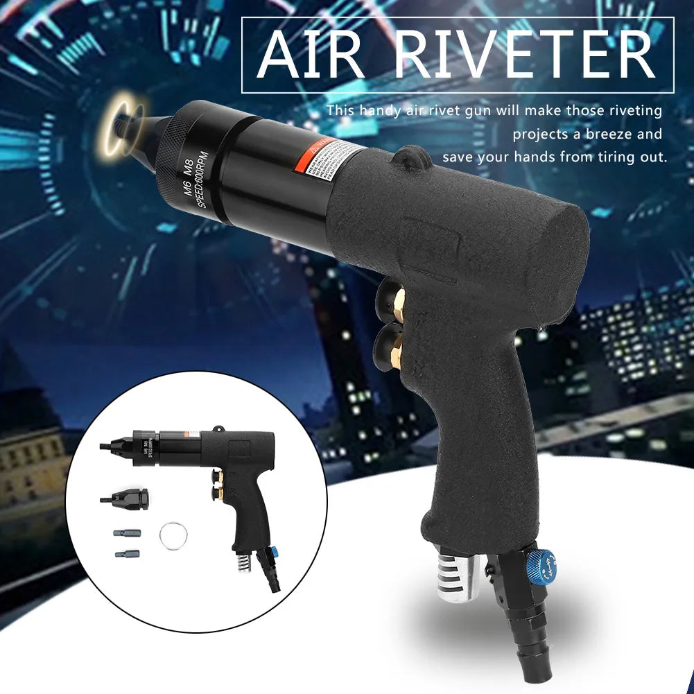 Pneumatic Riveting Gun Air Rivet Automatic Riveter Nut Tools Metal