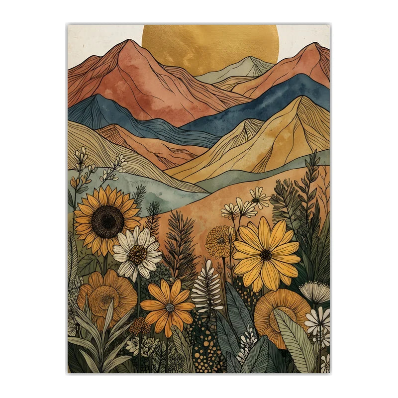 Boho Landscape Canvas Wall Art – Western Mountain Print Décor Canvas Wall Art Peaceful Pleasures Health and Wellness