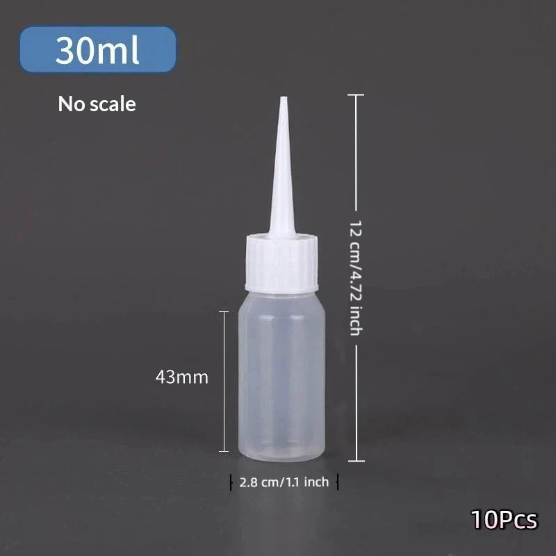 10-Pack Squeeze Bottles with Needle Nozzle Dropper Tips | PP