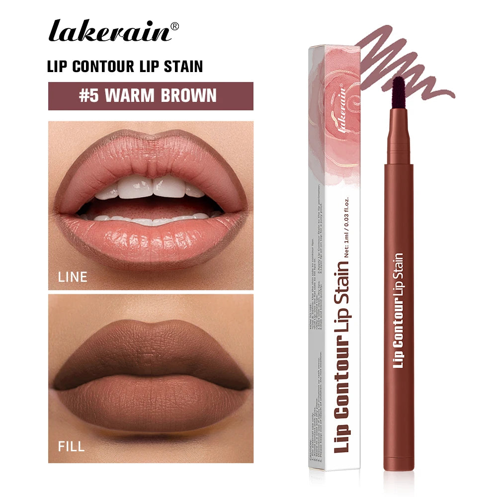Waterproof 2 In 1 Lip Stain And Liner Pen Long Lasting Smudge Proof Kiss Proof Transfer Resistant 8 Colors Makeup Lip Pencil Peaceful Pleasures Health and Wellness 5Warm Brown