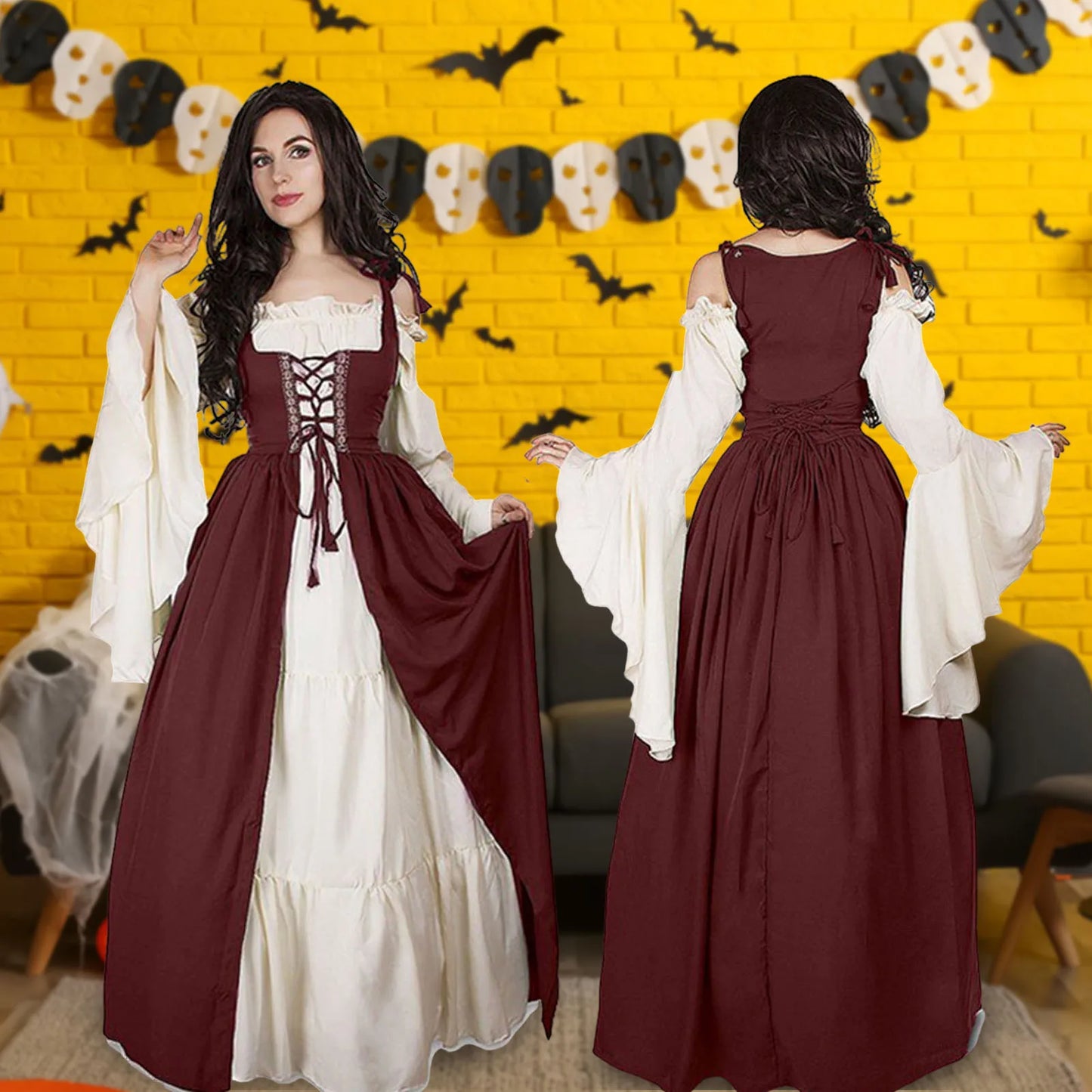 Women Cosplay Medieval Dress Off Shoulder Elegant Greece Party Dresses for Vacations Holiday Wear Peaceful Pleasures Health and Wellness