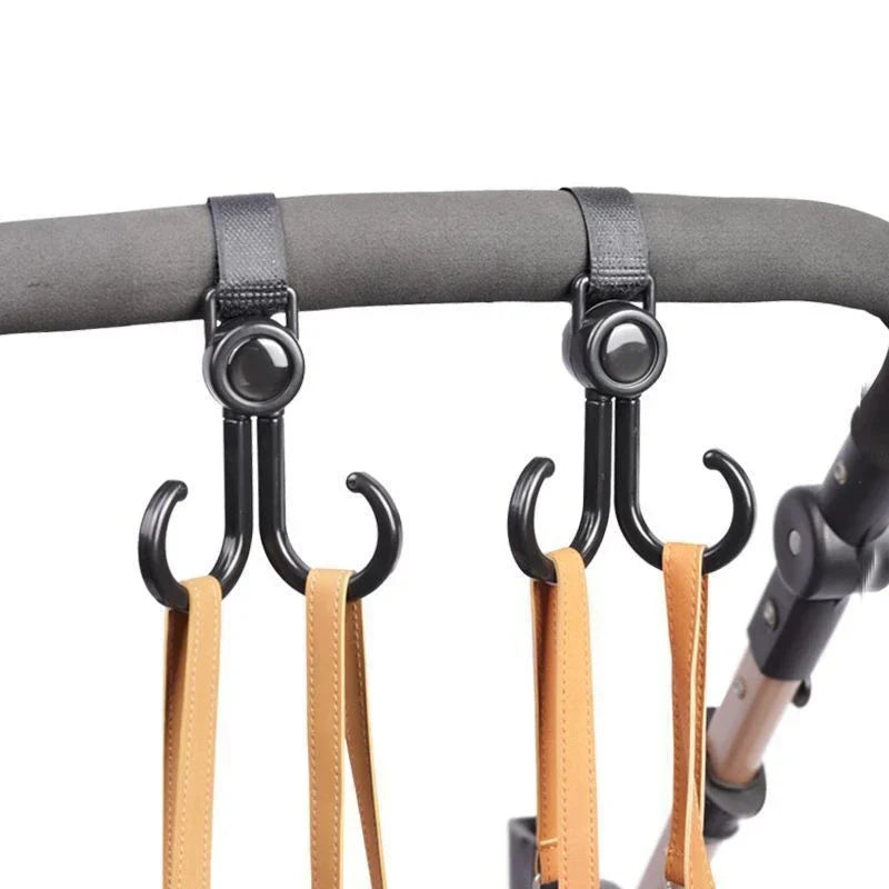 Double Hook Baby Stroller Hanger – 360° Rotation Organizer
