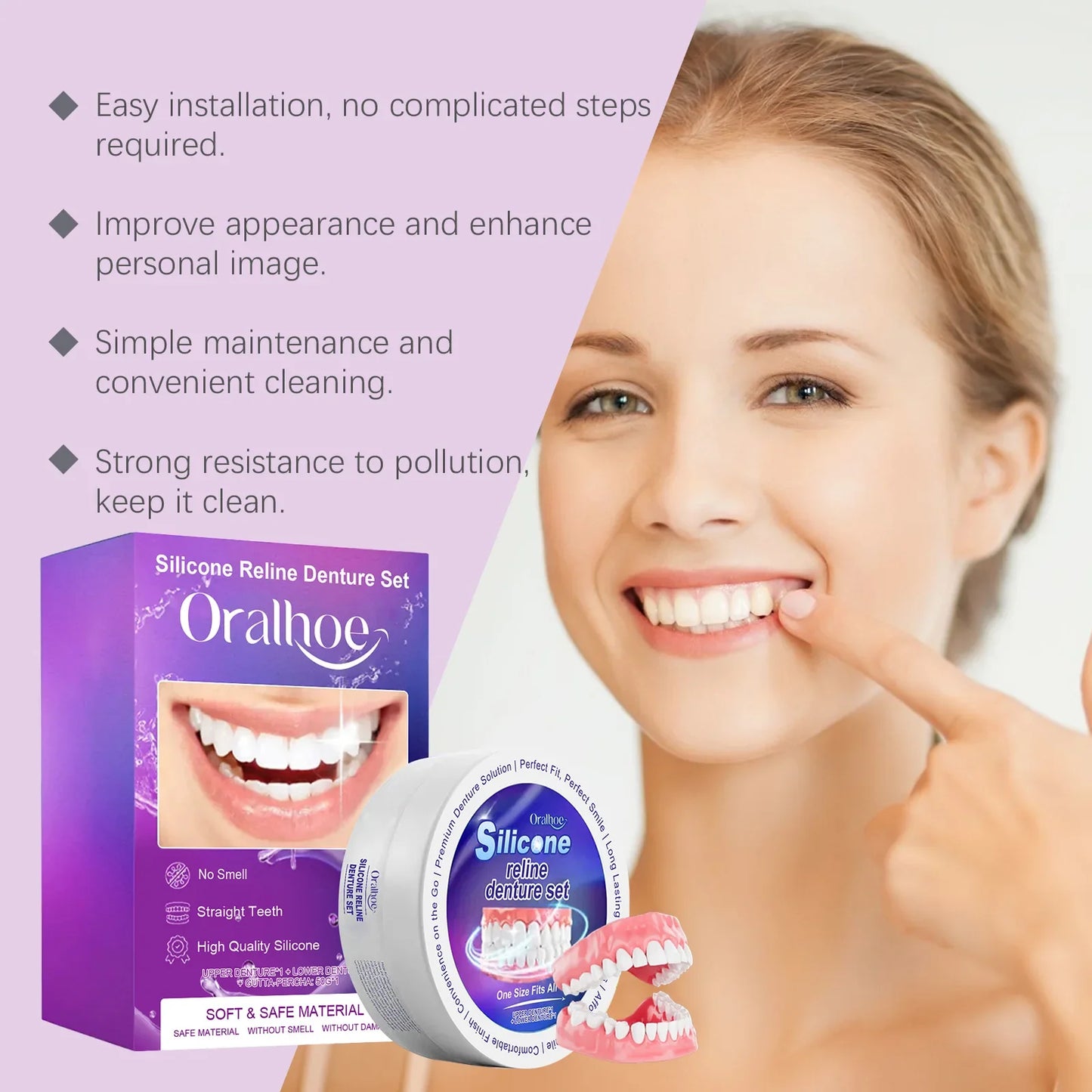 Oralhoe Silicone Temporary Denture Set – Natural Smile Fix