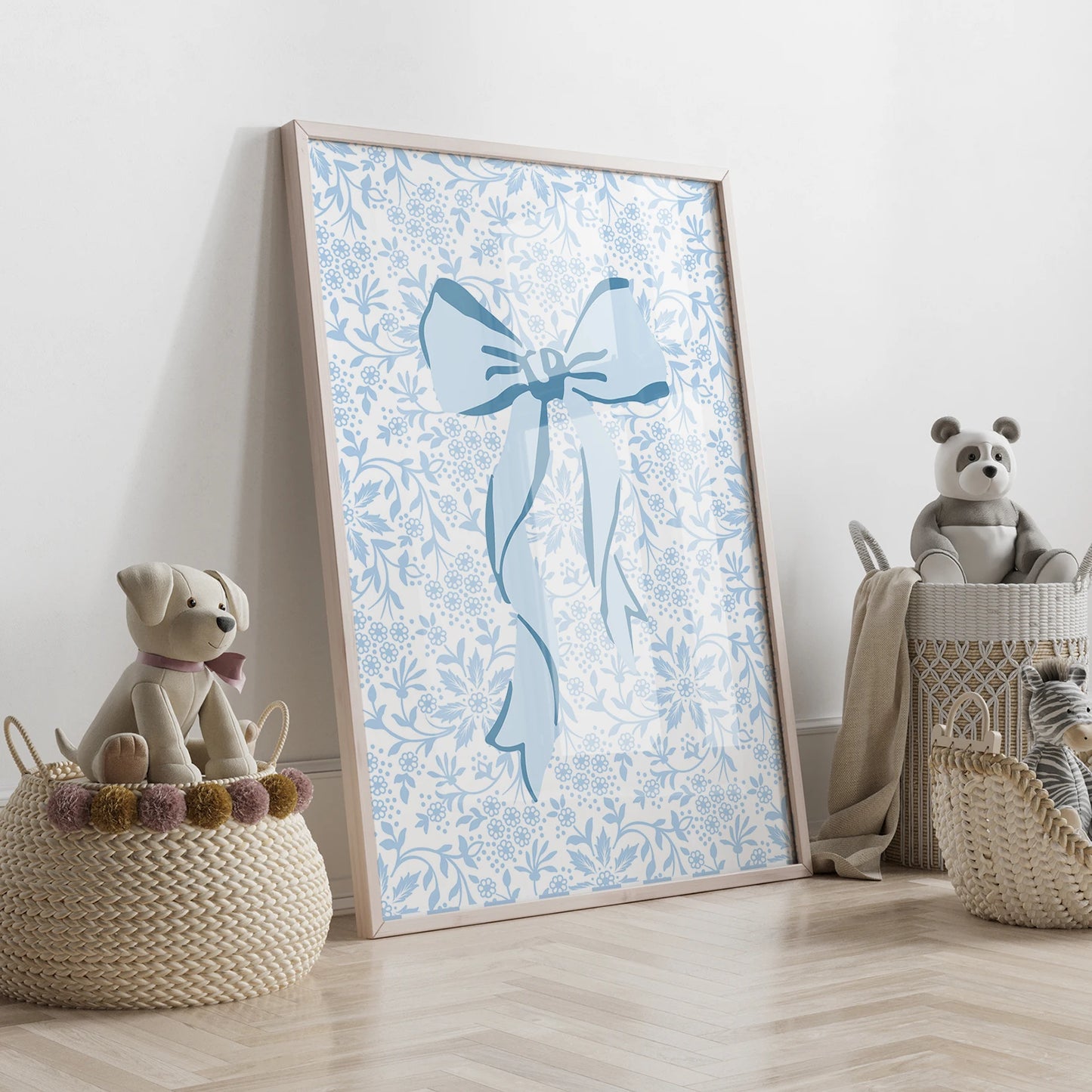 Personalized Blue Bow Tie 3-Piece Canvas Wall Art | Kids Decor