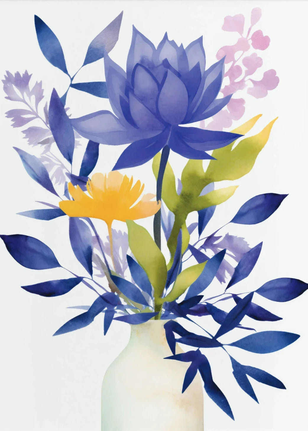 Gouache Wildflower Botanical Canvas Wall Art | Spring Floral Print