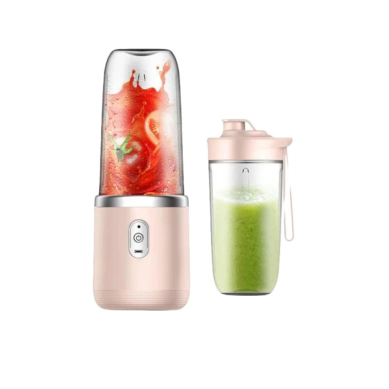 Electric Juicer Cup Portable USB Multifunction Double Cup Juicer Fruit Blender Milkshake Juice Cup Smoothie Blender Peaceful Pleasures Health and Wellness Pink Double Cup